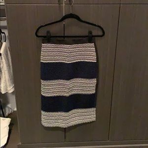 JCrew Linen Pencil Skirt, black/navy/white size 0